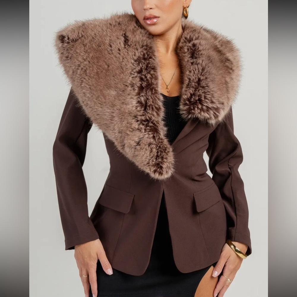 Privy Chic Brown Faux Fur Blazer